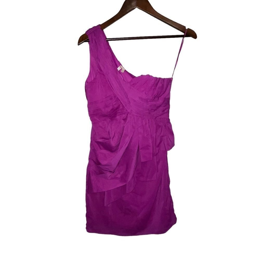 Point Magenta One Shoulder Cocktail Dress - Picture 2 of 9